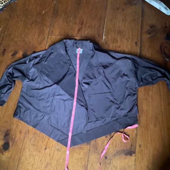 PLANET by Lauren G. Nylon Cropped Asymmetrical Brown Jacket - Picture 13 of 16